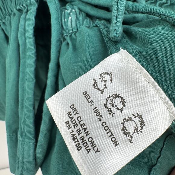 Sea New York Casey‎ Top Smocked Tie Front Puff Sleeves Ruffle Women's XXS Green - Picture 13 of 16